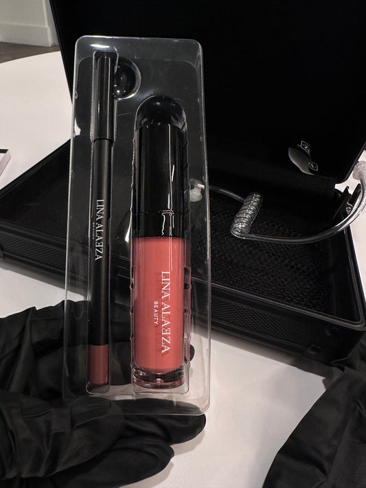 What's Included in Pink Alibi lip combo set. Option of a dark or medium brown lipliner.