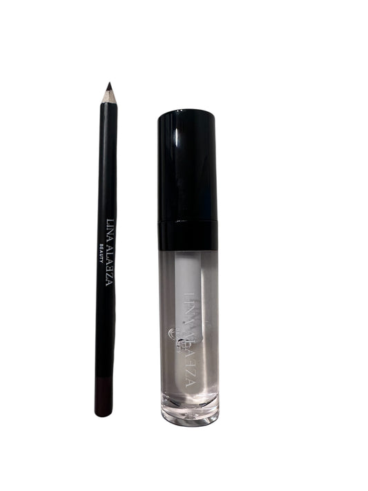 "Case Closed lip liner and gloss set on a white background"